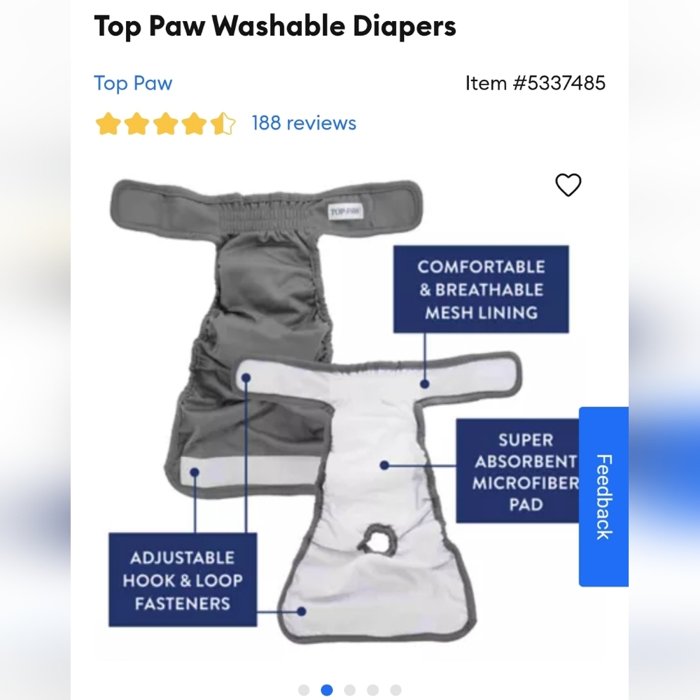 Top Paw Black and White Washable Diaper Cover